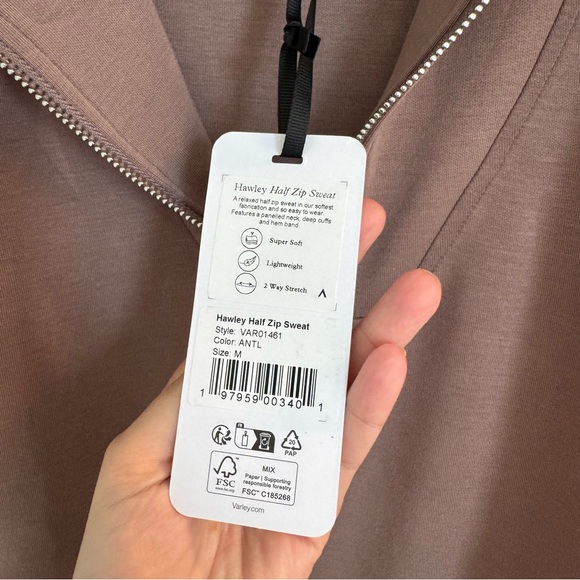 Varley Hawley Half Zip Sweatshirt In Antler NWT - Picture 2 of 4